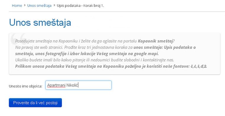 Divčibare smeštaj  - postavljanje oglasa